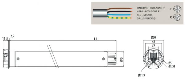 Motore per avvolgibili Cherubini Plug&Play 3000 45