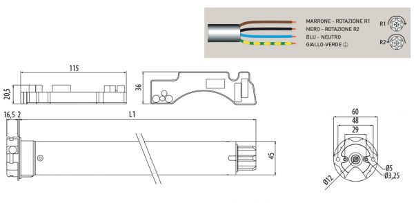 Motore per avvolgibili Cherubini Plug&Play Short 45